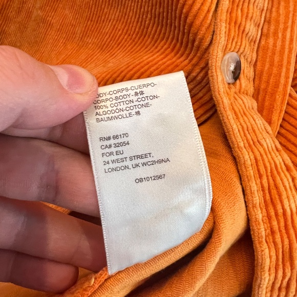 Urban Outfitters BDG - Men's Oversized Retro Corduroy Button Up Shirt - Orange M - Picture 5 of 8